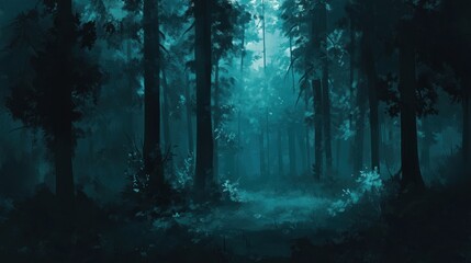 Obraz premium Mystical teal forest path