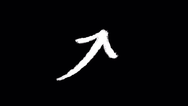 White arrow brush stroke on black, mysterious. Good for directional cues and overlays.