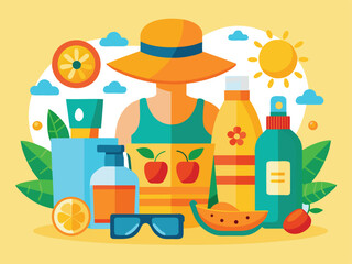 Face Sunblock Cream Application Flat Design