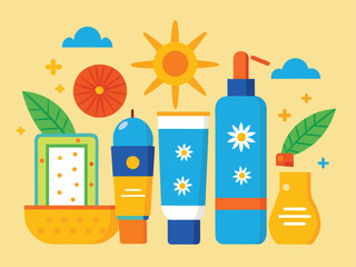 Female Skincare with SPF Sunscreen Lotion Clipart