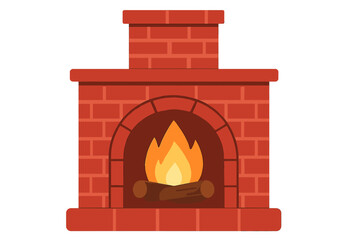Fototapeta premium Vector illustration of a fireplace icon in flat design style set against a white background