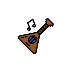 Balalaika emits musical notes in a simple drawing style, showcasing folk music and cultural heritage with a cheerful vibe.