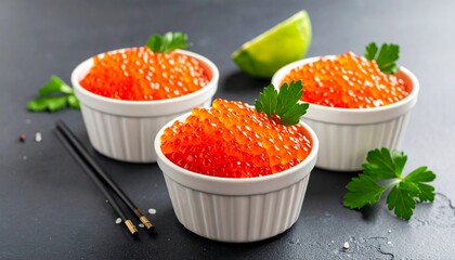 Lumpfish roe is small, colorful fish eggs, usually bright red or orange. Known for their affordable price, these eggs are often used as a garnish or spread in American cuisine. 