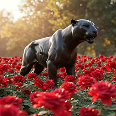 dog with flowers