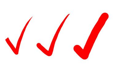 A set of red check mark on transparent background