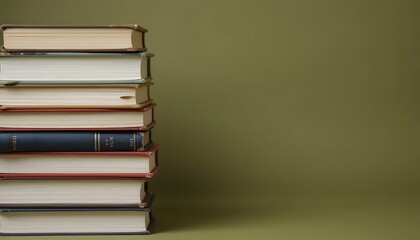 Antique books stacked create a sense of knowledge and learning with neutral background for book lovers