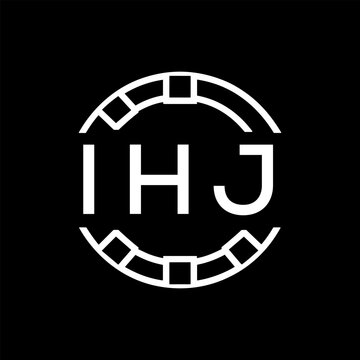 IHJ Minimalist FVA Logo Design on Black Background &ndash; IHJ Later Logo, Modern Circular Branding Concept
