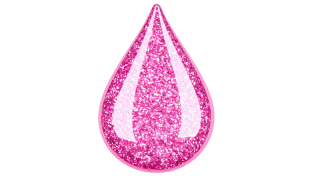 Pink glitter nail polish drop, glossy texture, 3D render, isolated on solid white background