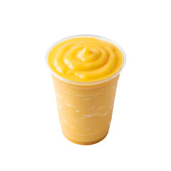 Golden Mango Smoothie in Plastic Cup Ready to Drink.
