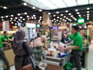 Blurred defocused view inside minimarket