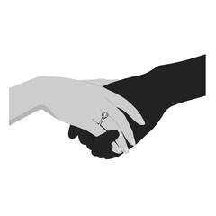 Vector illustration couple holding hands with an engagement ring