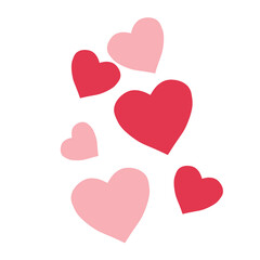 Scattered hearts in red and pink , cute love symbol PNG for valentine, romantic card, or decoration
