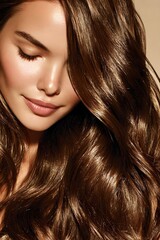 Obraz premium Beautiful woman model with curly hairstyle