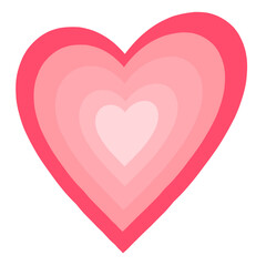 Layered pink heart, romantic icon for valentine, love card, or cute decoration