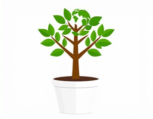 Eco Concept: Globe-Shaped Tree in Minimalist Pot