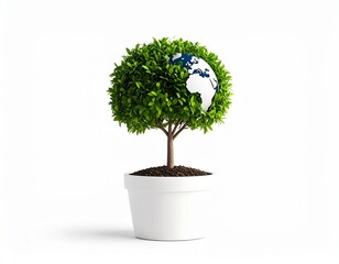 Obraz premium Stylized Tree with Globe Foliage in White Pot
