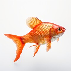 Elegant Goldfish Isolated on White Background for Aquarium and Pet Concepts, Stock Photo