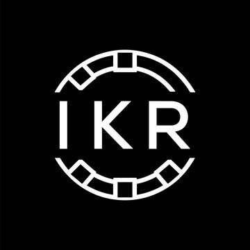 IKR Minimalist IKR Logo Design on Black Background &ndash; IKR Later Logo, Modern Circular Branding Concept
