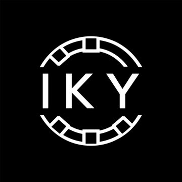 IKY Minimalist IKY Logo Design on Black Background &ndash; IKY Later Logo, Modern Circular Branding Concept

