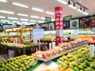 Blurred defocused view inside minimarket