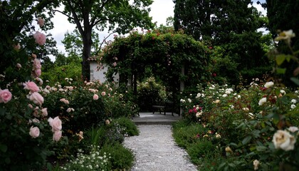 Obraz premium Rose garden pathway