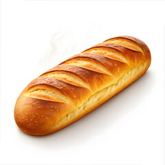 Fresh baked baguette isolated in white background