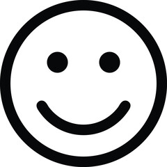 Smiley face vector icon—black and white happiness symbol for positivity, emotion graphics, feedback UI, and cheerful branding