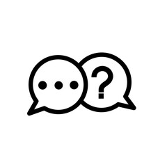 question and answer icon. talk icon. more information icon.