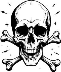 Obraz premium Skull and Crossbones Emblems Tattoo, design art vector bundle graphics