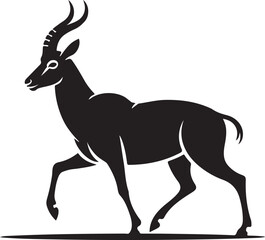 Isolated deer silhouette vector, a wild mammal illustration with prominent antlers, perfect for nature or Christmas designs