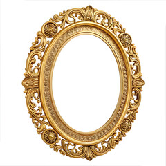 antique gold picture frame isolated in white background