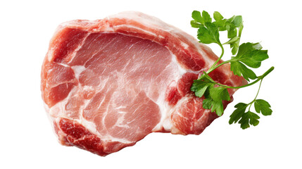 Obraz premium Pork chop with fresh parsley on a white isolate background