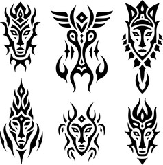 Masks, Tribal, Ethnic, Abstract tattoo design