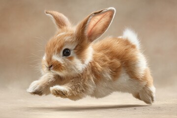 Fototapeta premium Hopping Bunny. Adorable Baby Rabbit Concept with Cute Ears for Easter
