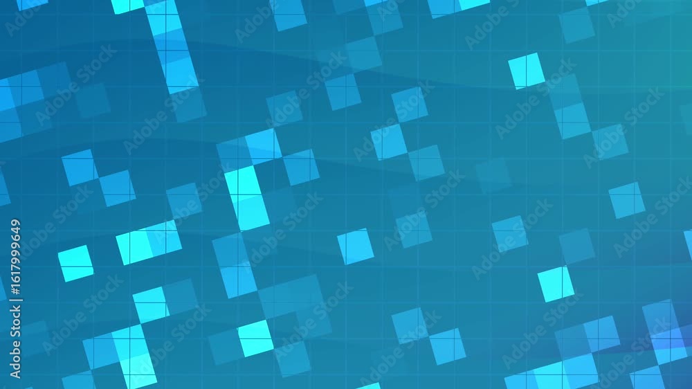 Poster Arctic Blue  Dynamic teal background animation with geometric squares and grid lines creating a modern tech design
