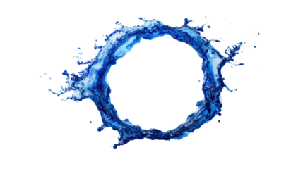 Water splash in a circular shape on a transparent background