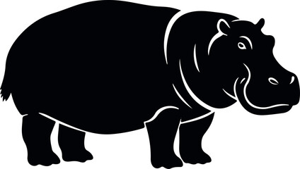hippo animal isolated on white background large african mammal for wildlife and nature illustration