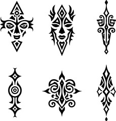 Obraz premium Masks, Tribal, Ethnic, Abstract tattoo design