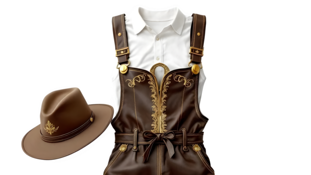 cowboy boots and hat isolated on white background PNG 