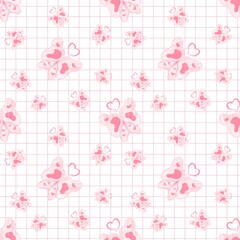 flower, butterfly, pastel pink, background, line art, cartoon style, cute, vintage, minimal, soft, textile, nature, wallpaper, romantic, sweet, delicate, leaves, petals, floral pattern, drawing