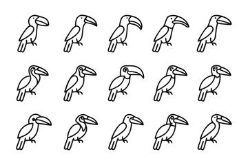 Playful Toucan Patterns: A charming pattern of toucan illustrations brings a touch of tropical flair, perfect for design and creative applications, evoking the vibrant beauty of the rainforest.