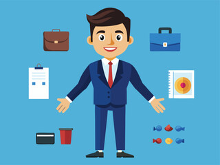 Businessman creation kit for animation and design