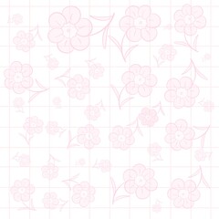 flower, butterfly, pastel pink, background, line art, cartoon style, cute, vintage, minimal, soft, textile, nature, wallpaper, romantic, sweet, delicate, leaves, petals, floral pattern, drawing