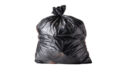 Black garbage bag on a white isolate background.