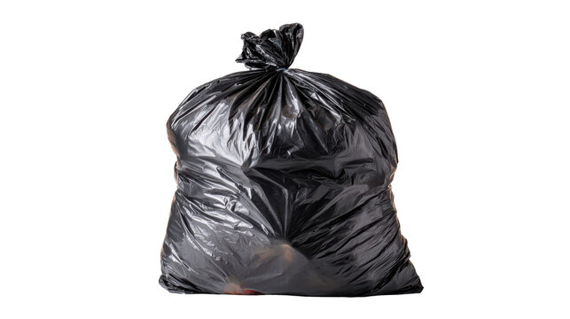 Black garbage bag on a white isolate background.