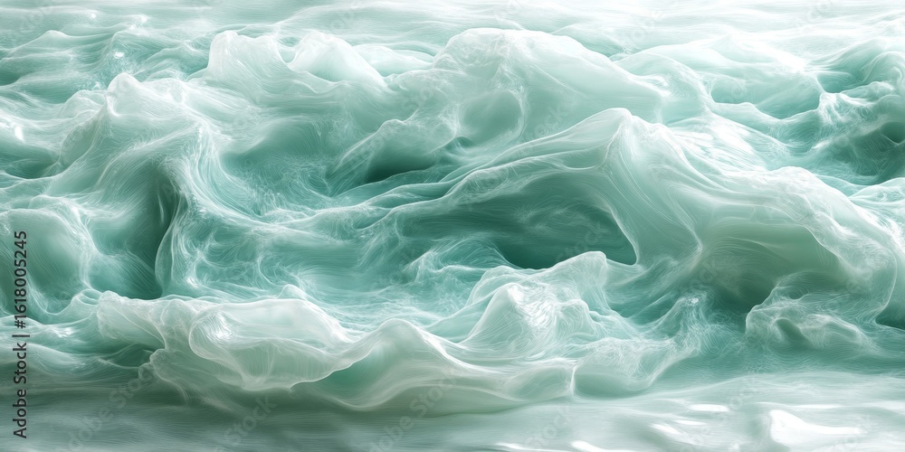 Poster seamless mint and aqua waves background material with abstract shapes and minimalist design elements