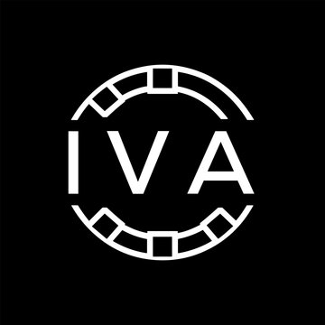 IVA Minimalist IVA Logo Design on Black Background &ndash; IVA Later Logo, Modern Circular Branding Concept
