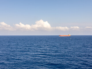 cargo tanker ship in the blue sea