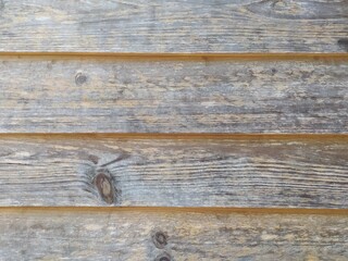 Fototapeta premium A close-up of weathered wooden planks with a natural, unfinished texture. Visible grain patterns and knots add to the rustic, horizontal design, perfect for backgrounds.