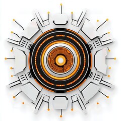 Abstract Futuristic Circular Technology Design with Glowing Orange Core